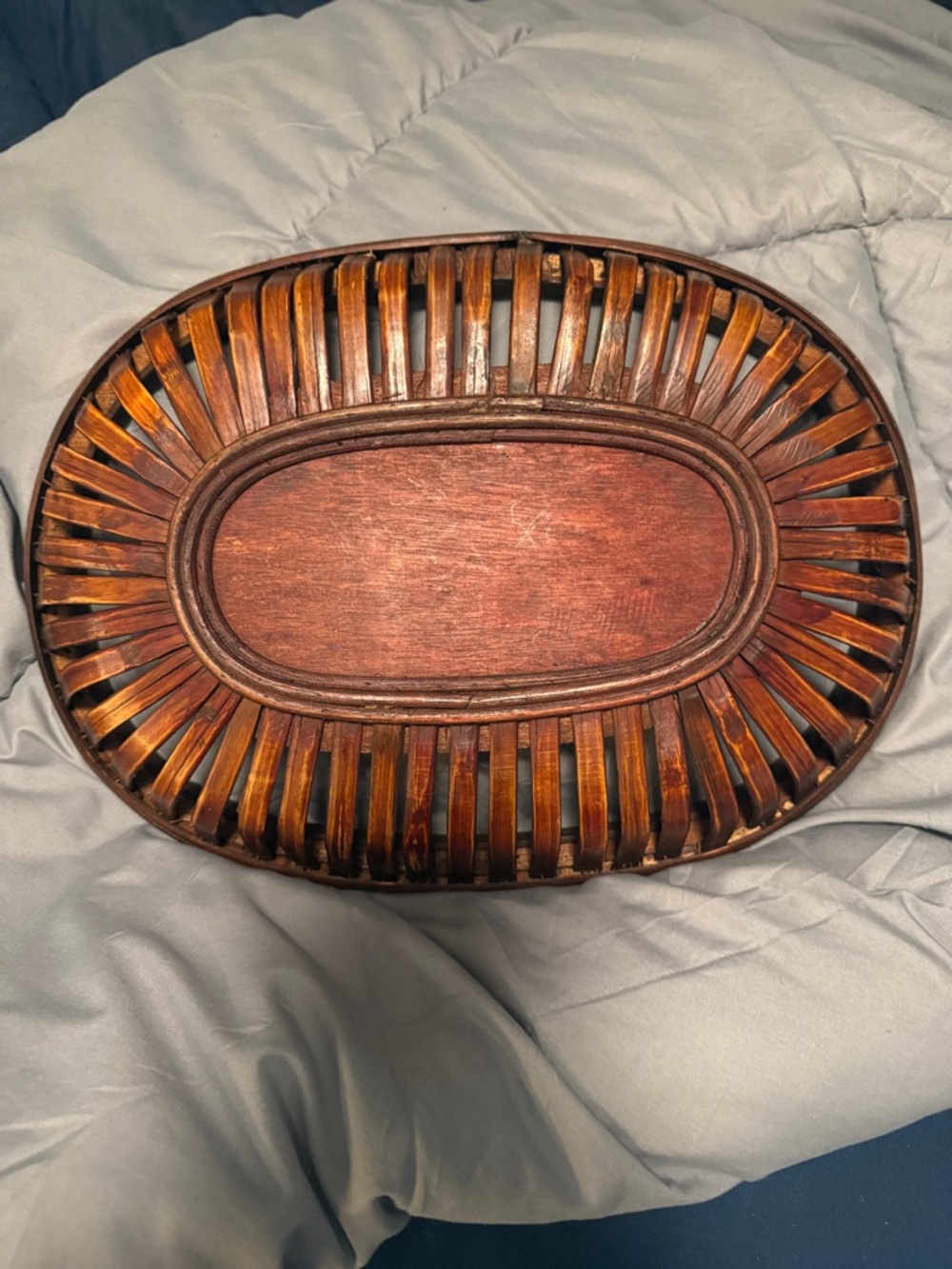 Wooden Decorative Oval Basket - Warm Mahogany Tone - Picture 5 of 8